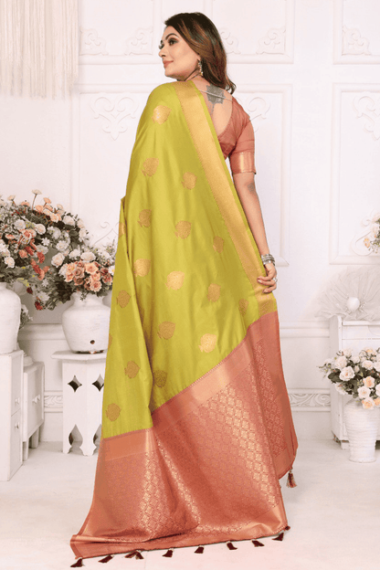 Light Green Colour Woven Work Lichi Soft Silk Traditional Saree VSSD1250312