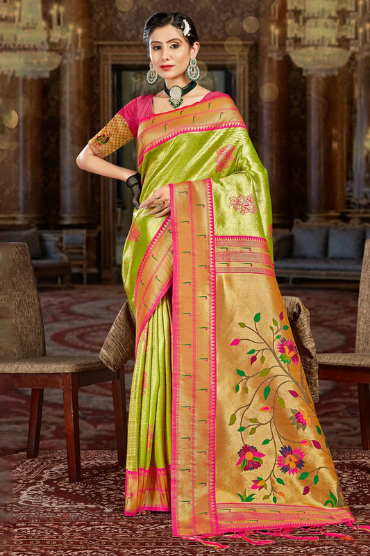 Light Green Colour Woven Work Paithani Silk Saree