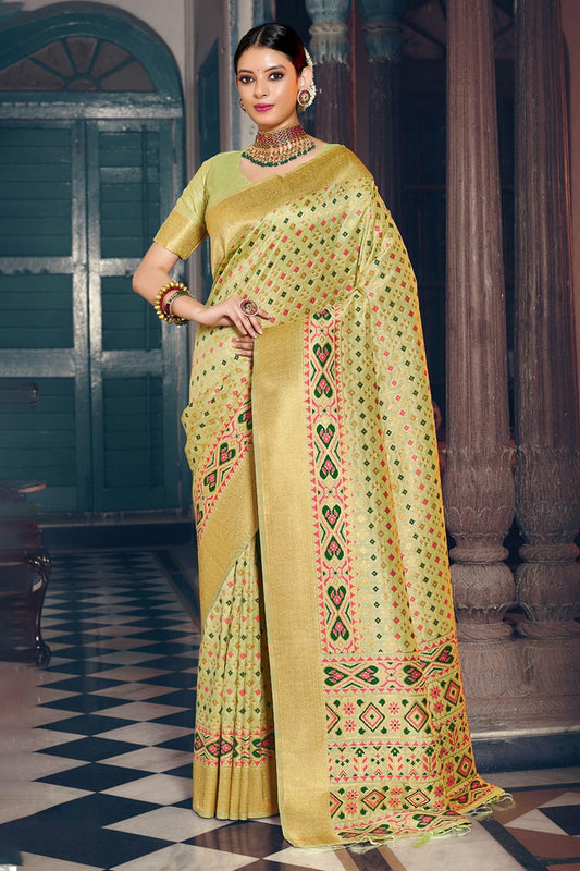 Light Green Colour Woven Work Patola Silk Saree