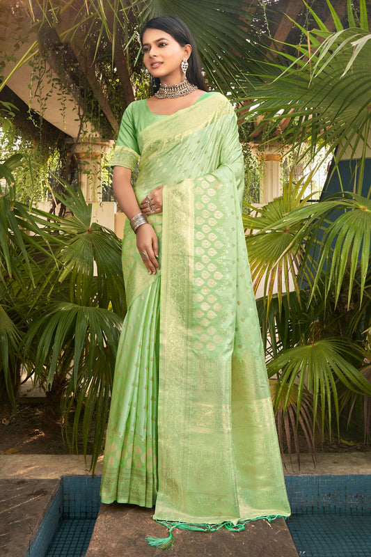 Light Green Colour Woven Work Silk Saree