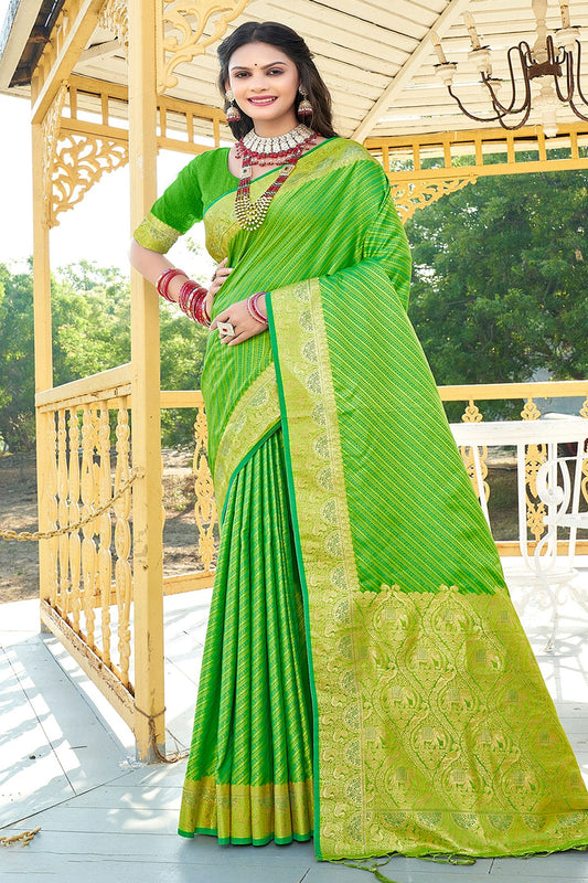 Light Green Colour Woven Work Silk Saree