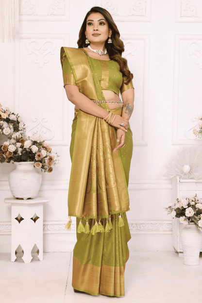 Light Green Colour Woven Work Soft Silk Traditional Saree VSSD1250279