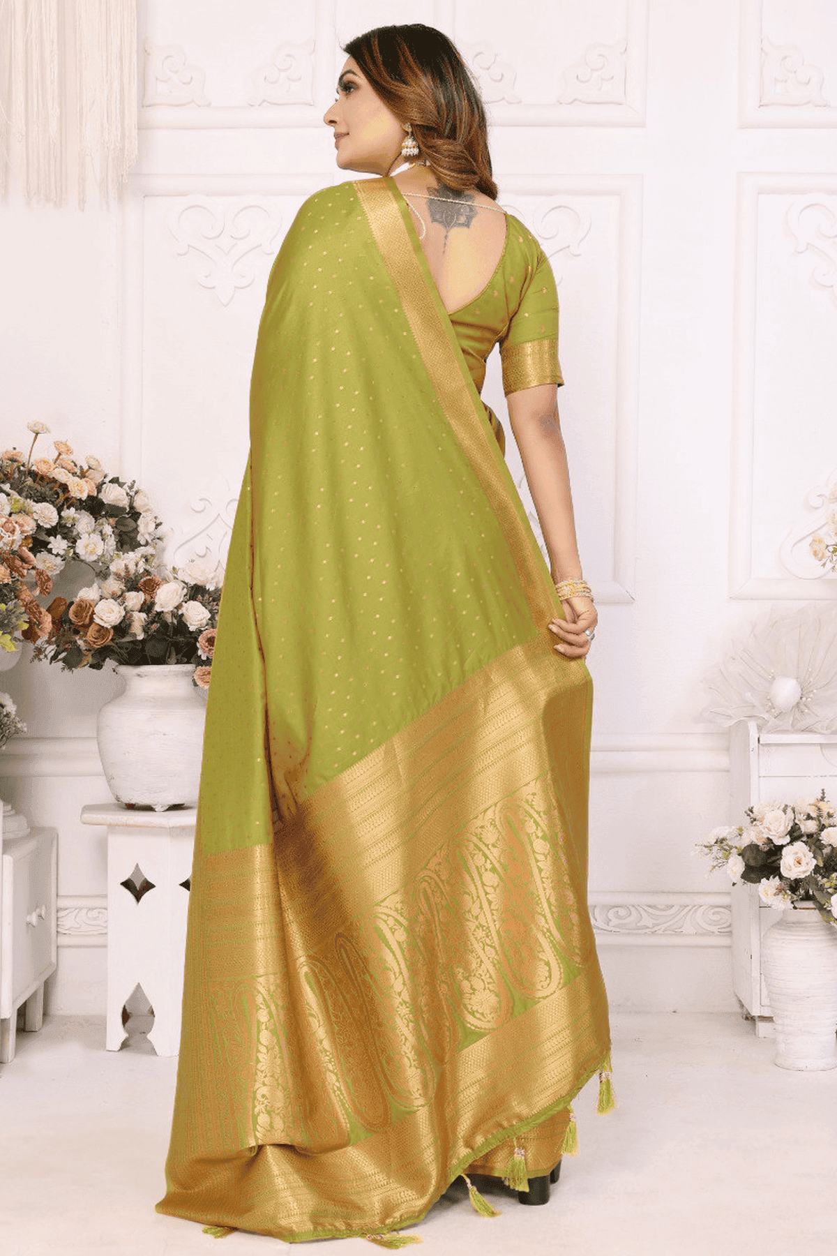 Light Green Colour Woven Work Soft Silk Traditional Saree VSSD1250279