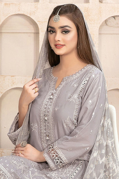 Light Grey Colour Semi Stitched Faux Georgette Pakistani Suit