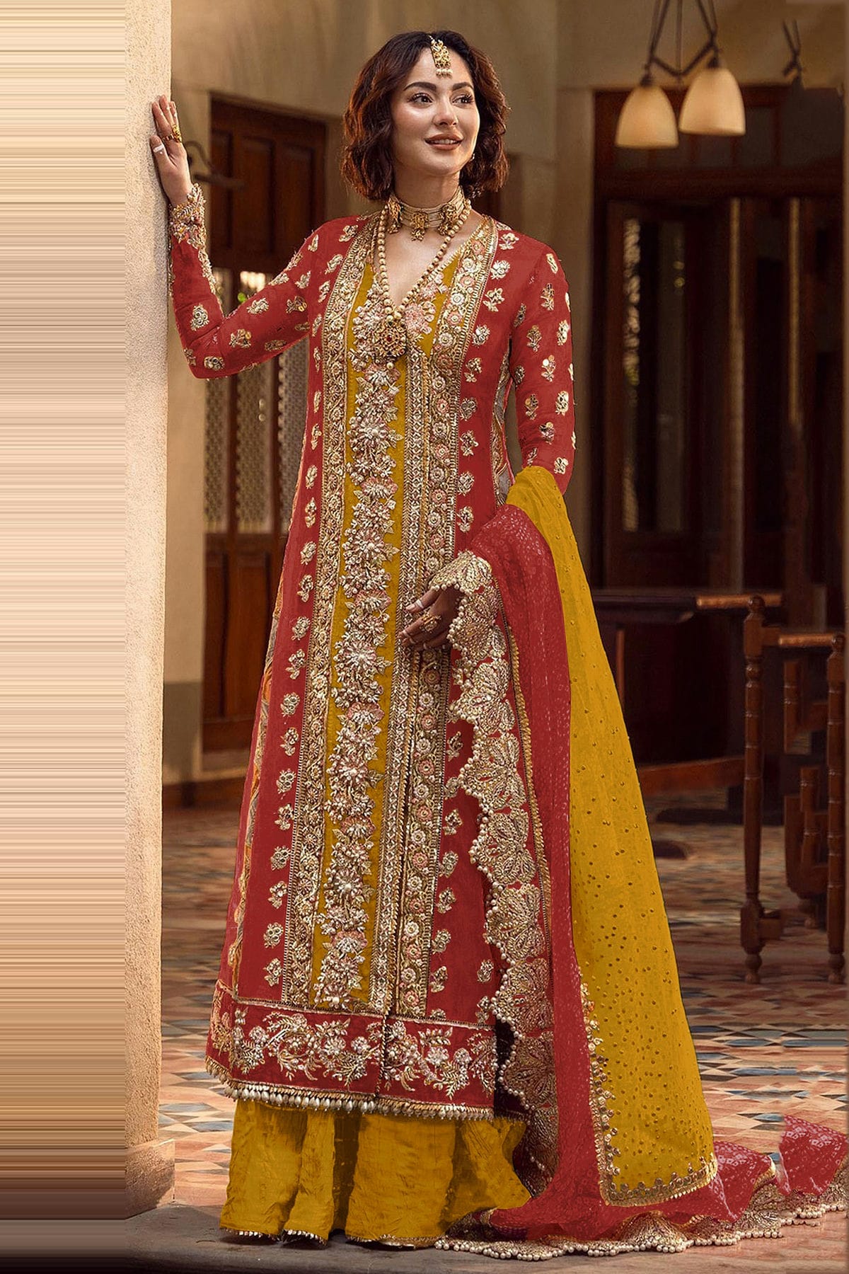 Light Maroon Colour Organza Pakistani Suit