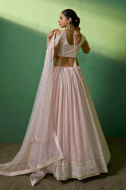 Light Pink Colour Embroidery Georgette Lehenga Choli