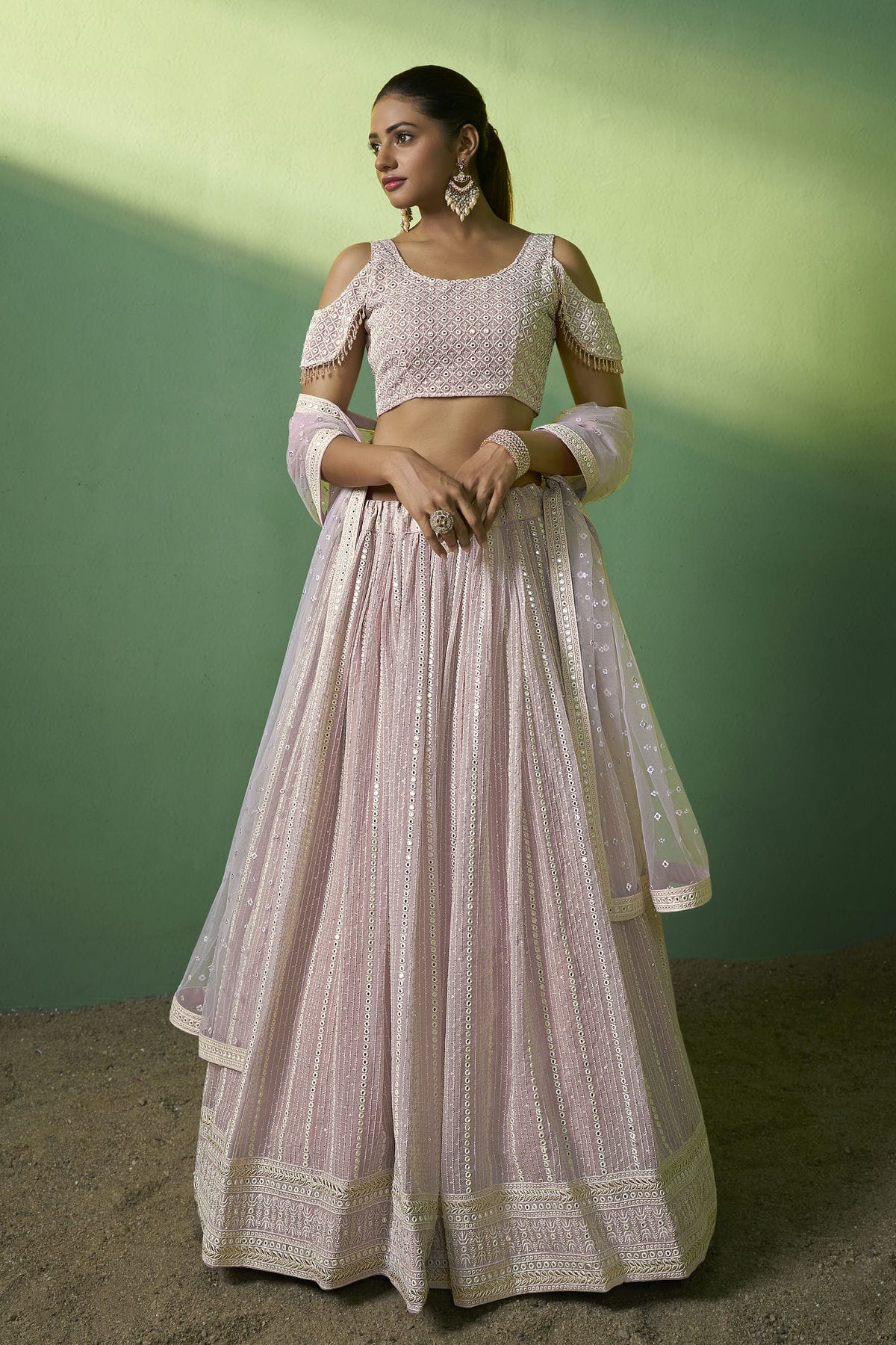 Light Pink Colour Embroidery Georgette Lehenga Choli