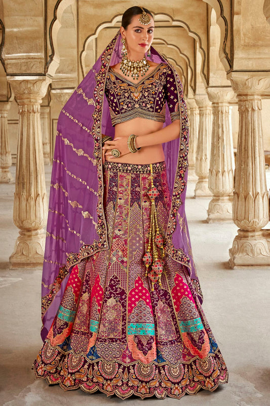 Light Purple Colour Banarasi Silk Bridal Lehenga Choli