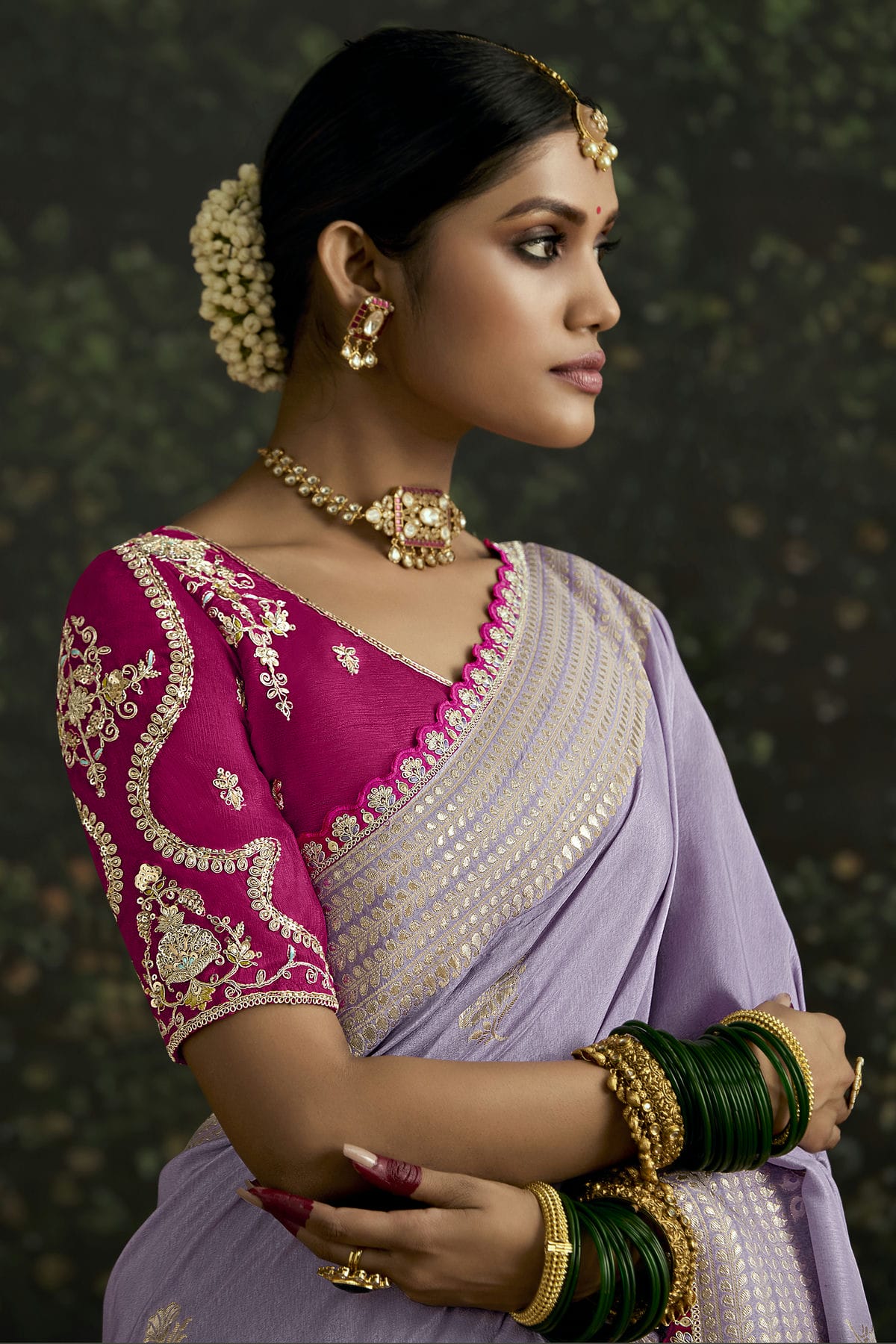 Light Purple Colour Dola Silk Designer Saree