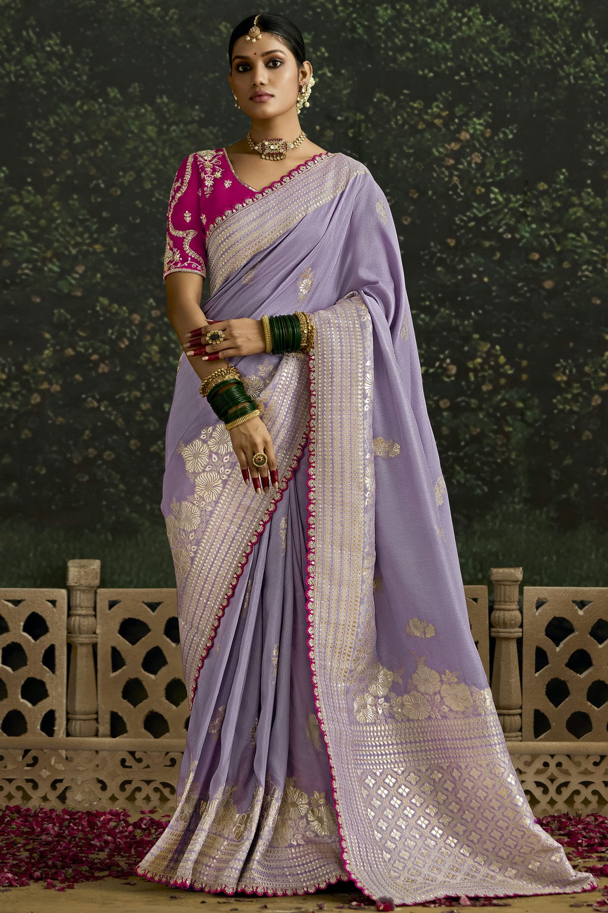 Light Purple Colour Dola Silk Designer Saree