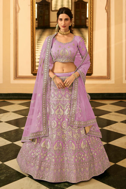 Light Purple Colour Embroidery Organza Lehenga Choli