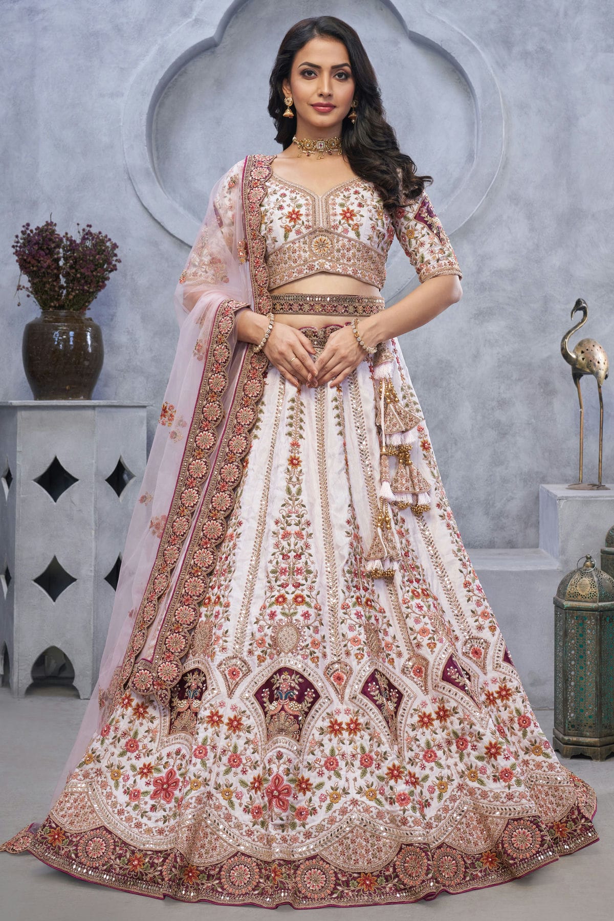 Light Purple Colour Organza Embroidery Lehenga Choli