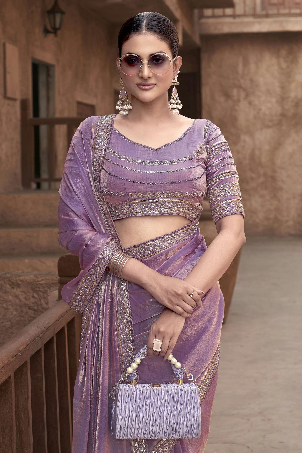 Light Purple Colour Satin Silk Designer Saree VSSD1112684