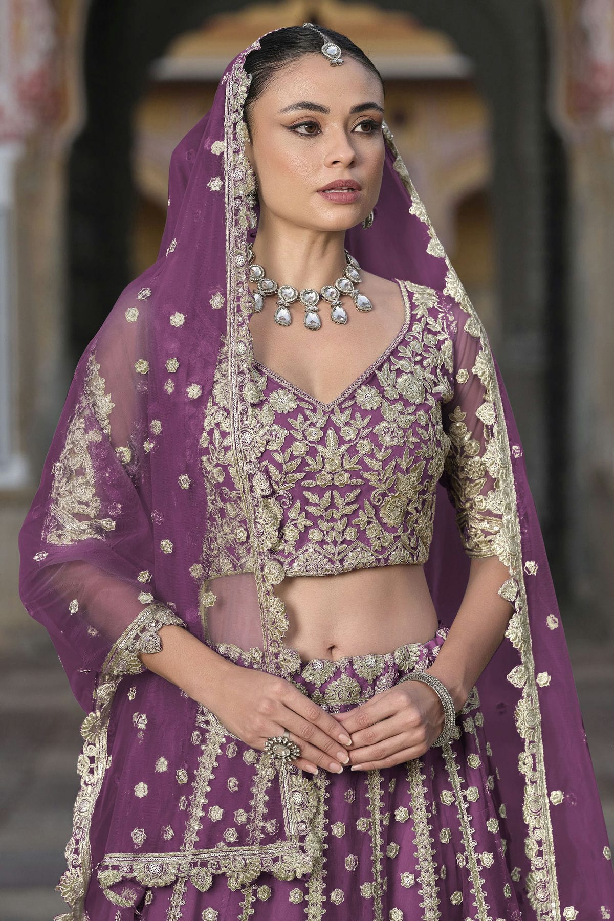 Light Purple Colour Semi Stitched Butterfly Net Lehenga Choli VSLC1112513