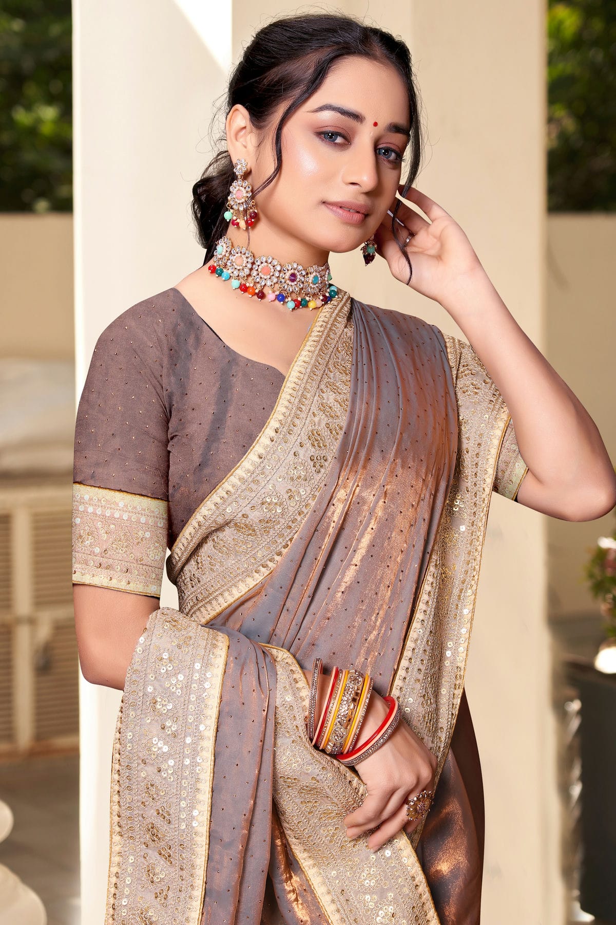 Light Purple Colour Silk Designer Saree