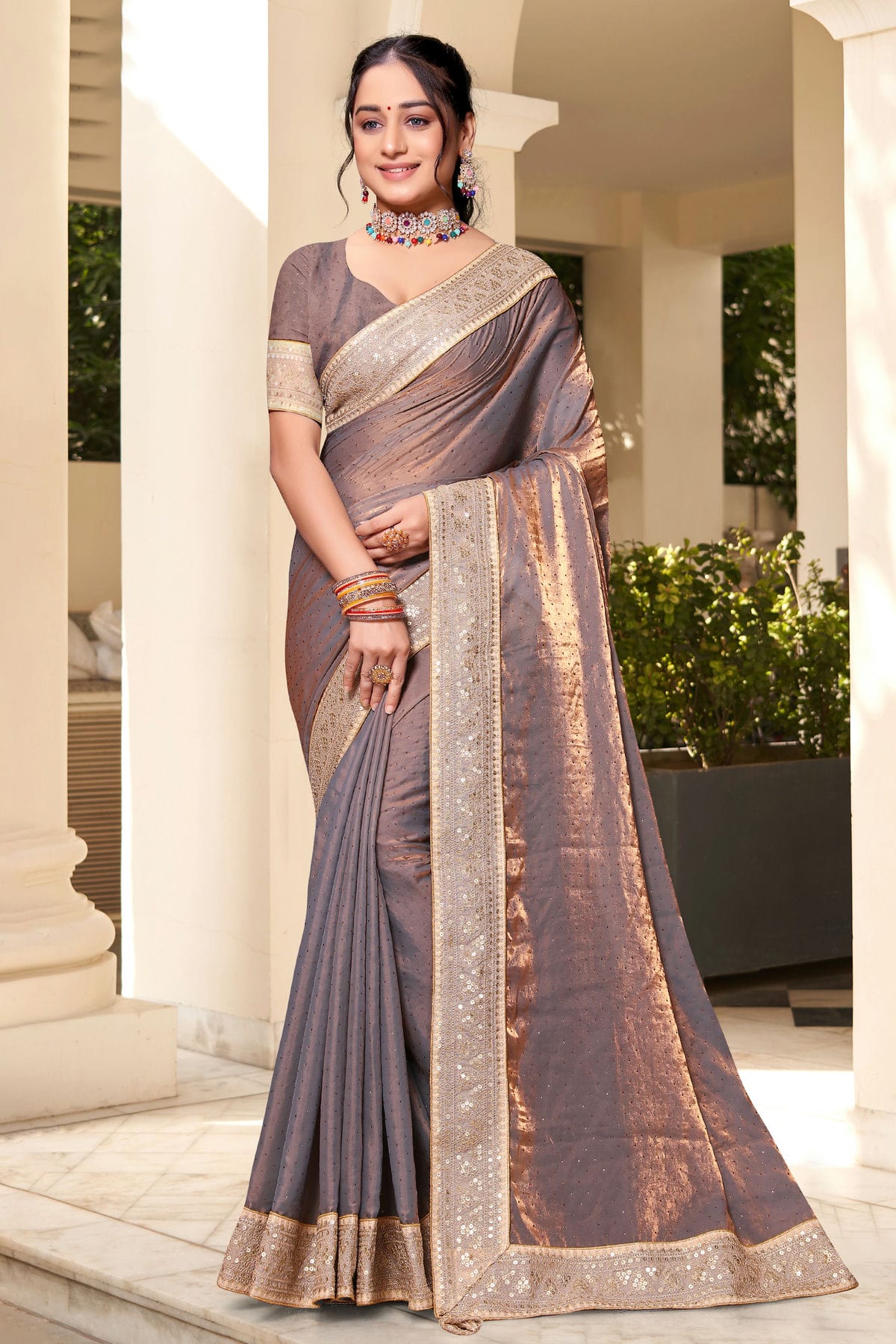 Light Purple Colour Silk Designer Saree