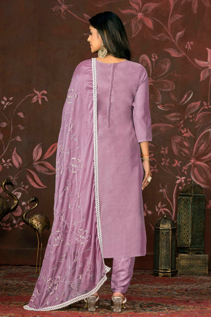 Light Purple Colour Unstitched Modal Cotton Pant Style Suit