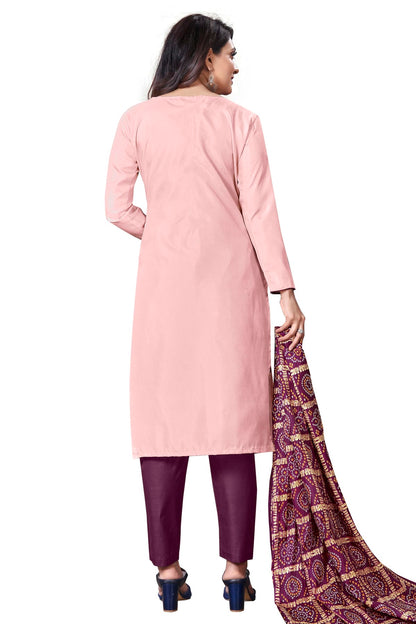 Light Purple Colour Unstitched Silk Straight Suit