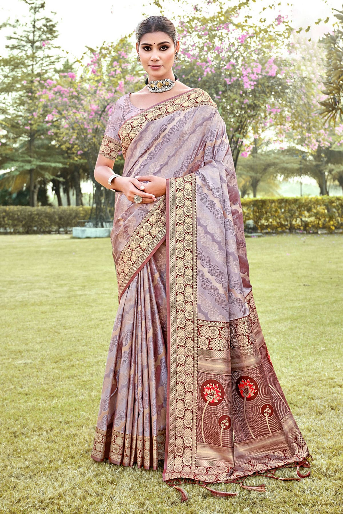 Light Purple Colour Woven Work Silk Saree