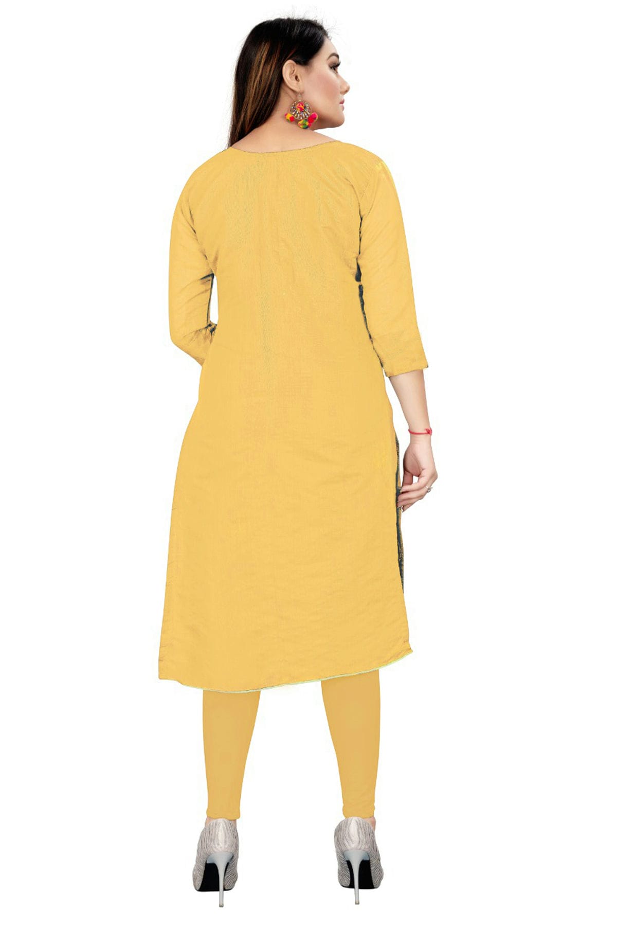 Light Yellow Colour Unstitched Chanderi Straight Suit