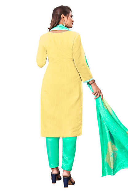 Light Yellow Colour Unstitched Modal Cotton Straight Suit