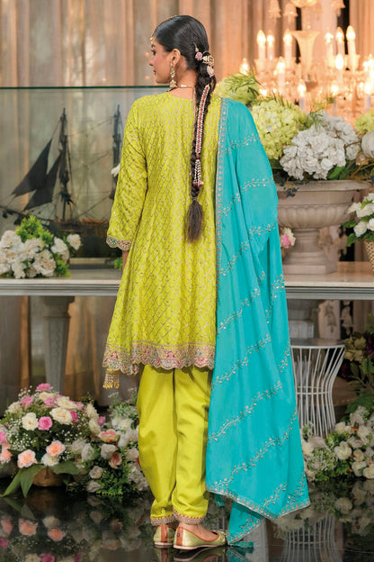 Lime Green Colour Chinon Readymade Patiala Suit