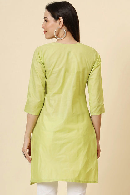 Lime Green Colour Cotton Readymade Top