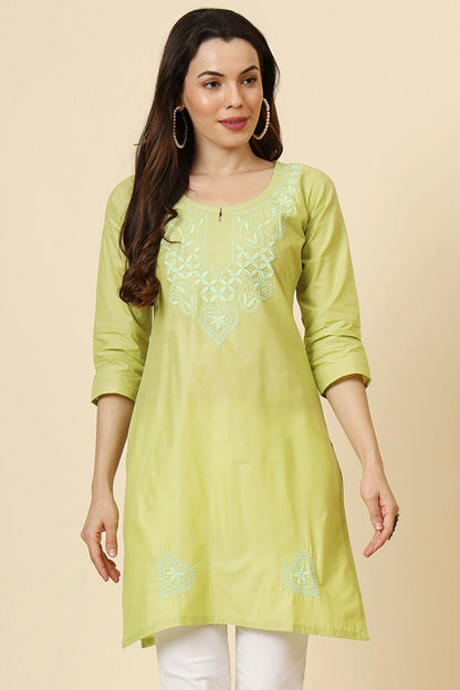 Lime Green Colour Cotton Readymade Top