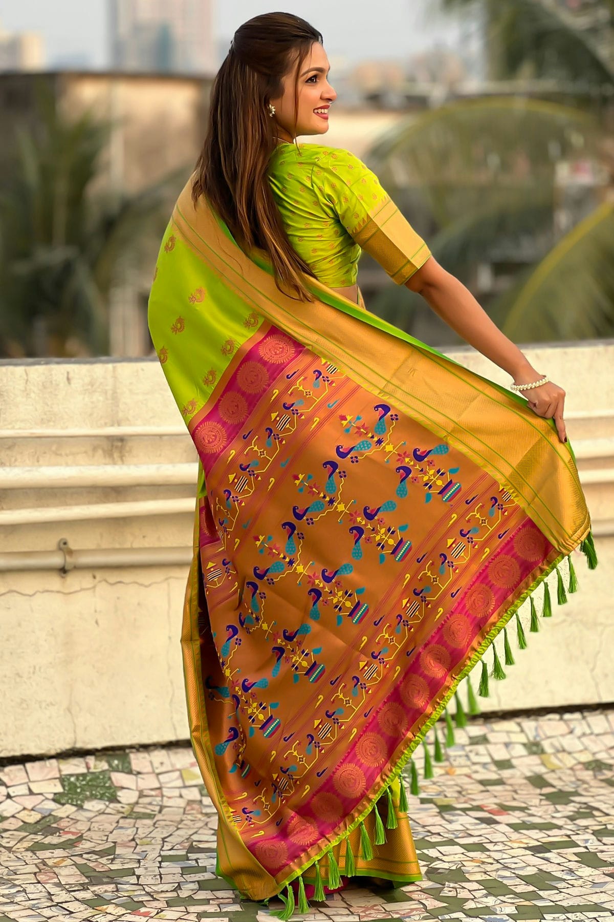 Lime Green Colour Soft Silk Traditional Saree