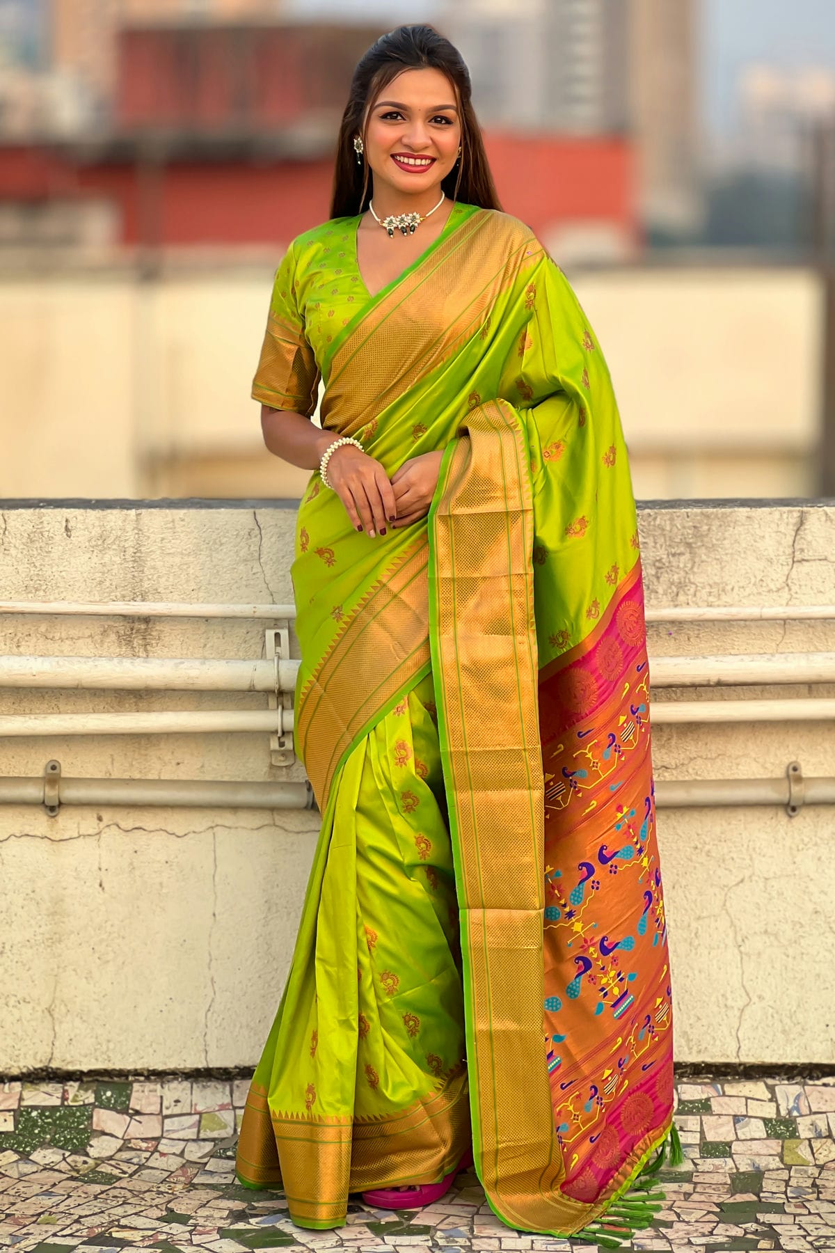 Lime Green Colour Soft Silk Traditional Saree