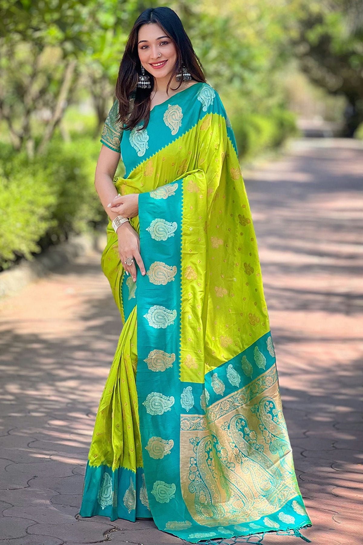 Lime Green Colour Soft Silk Traditional Saree