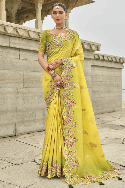 Lime-Green-Colour-Viscose-Tissue-Silk-Designer-Saree-VSSD1112661