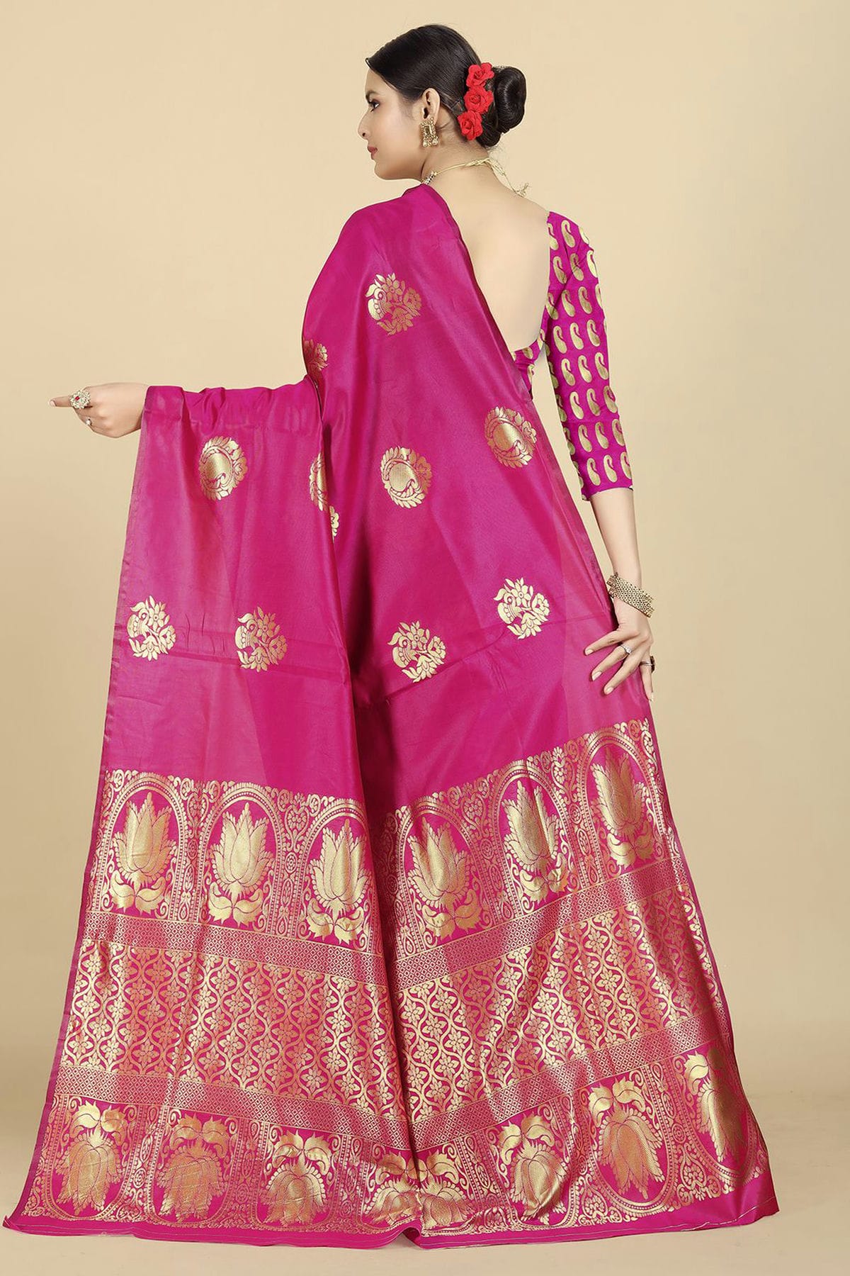 Magenta Colour Banarasi Silk Saree