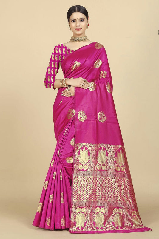 Magenta Colour Banarasi Silk Saree