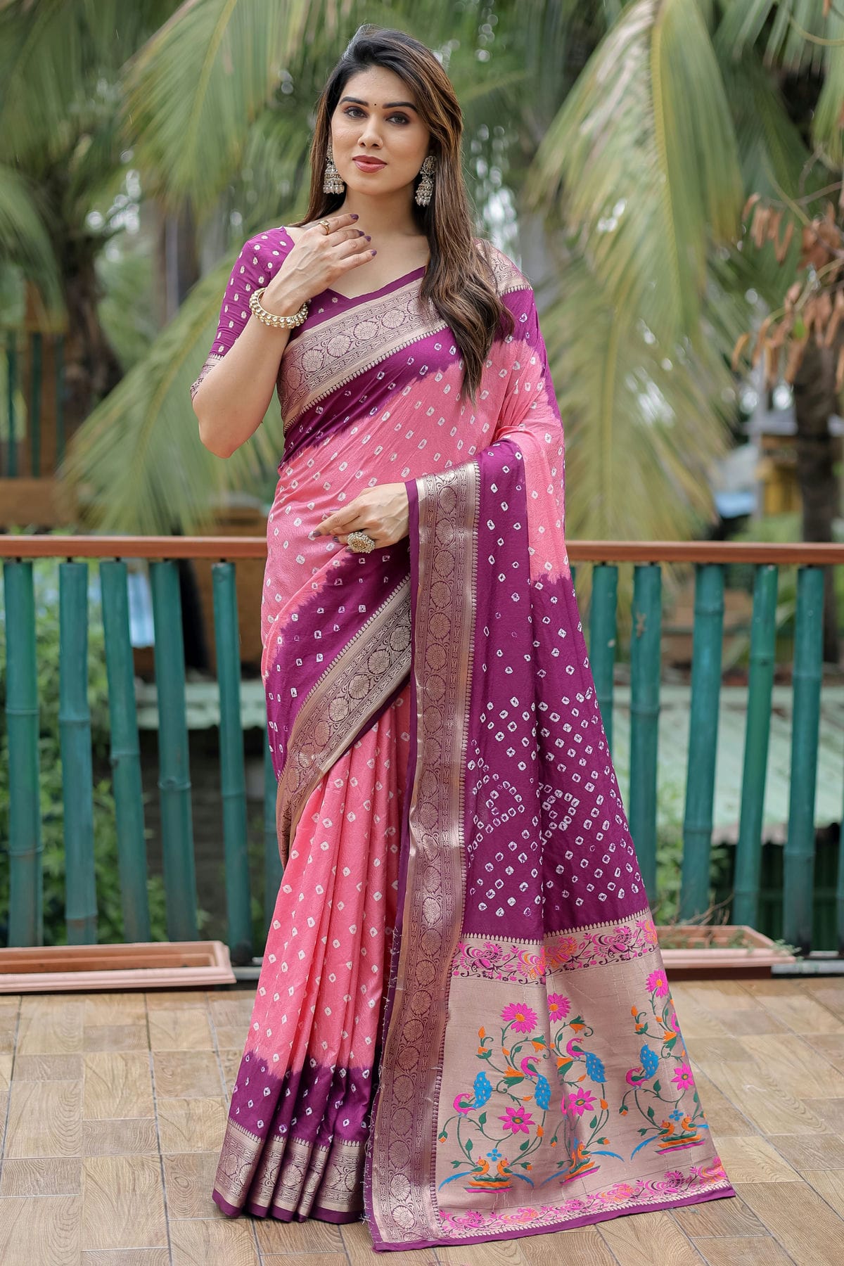 Magenta Colour Dola Silk Paithani Saree