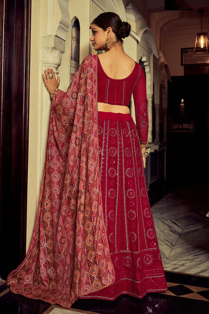 Magenta Colour Embroidery Georgette Lehenga Choli