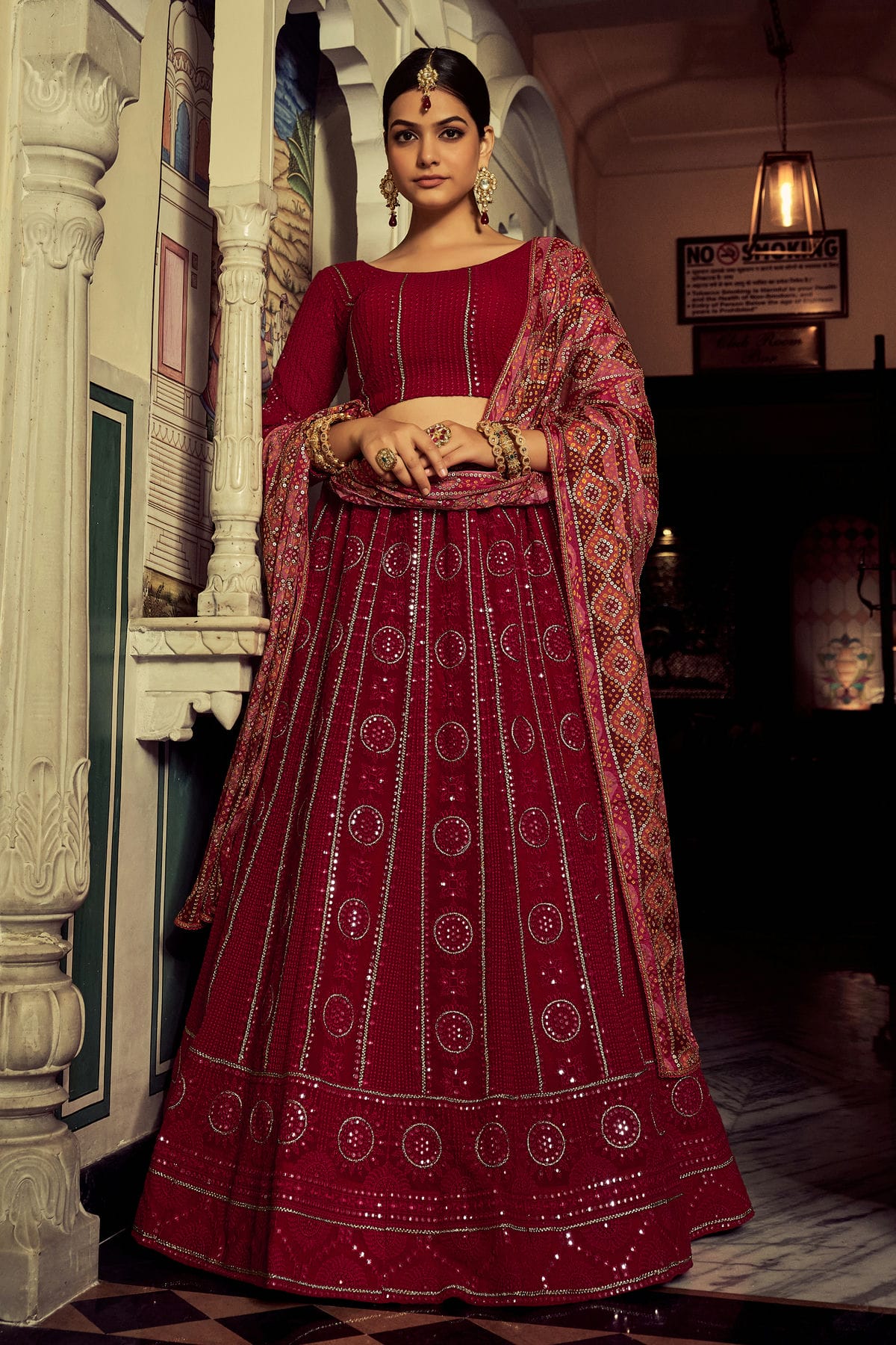 Magenta Colour Embroidery Georgette Lehenga Choli