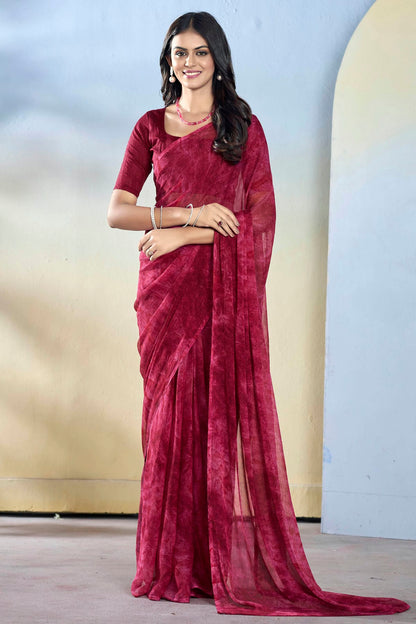 Magenta Colour Georgette Ready To Wear Saree