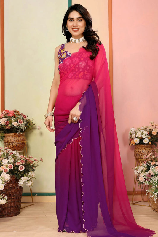 Magenta Colour Georgette Saree