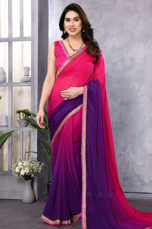 Magenta Colour Georgette Saree