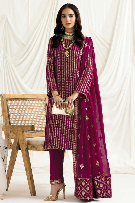 Magenta Colour Georgette Semi Stitched Pakistani Suit