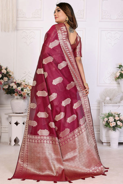 Magenta Colour Organza Traditional Saree VSSD1112711