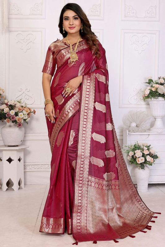 Magenta-Colour-Organza-Traditional-Saree-VSSD1112711