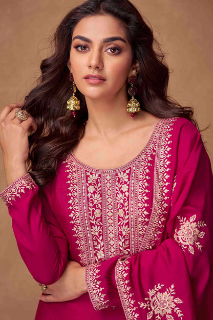 Magenta Colour Premium Silk Gown VSGW1140804