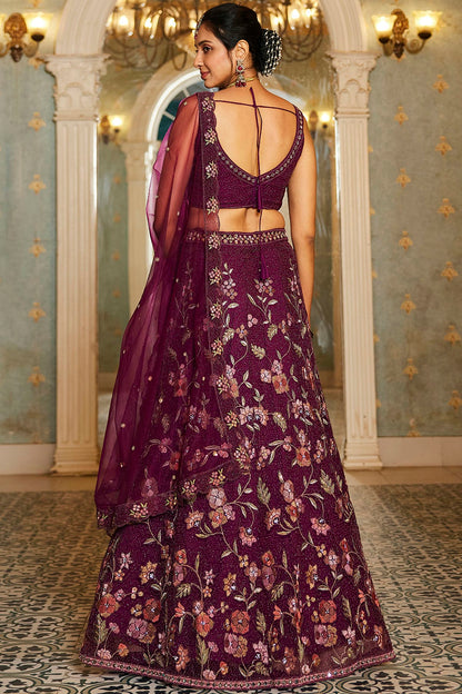 Magenta Colour Semi Stitched Net Lehenga Choli VSLC1112536