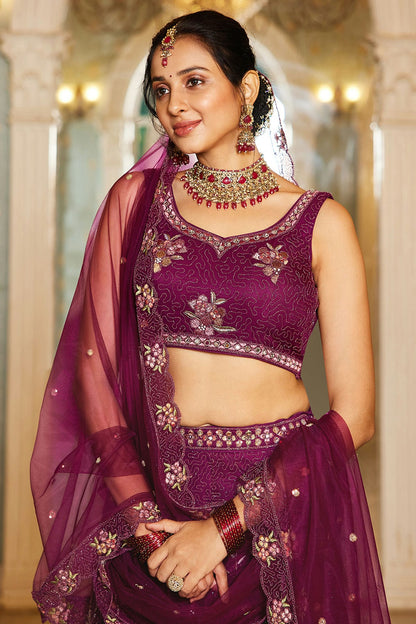 Magenta Colour Semi Stitched Net Lehenga Choli VSLC1112536