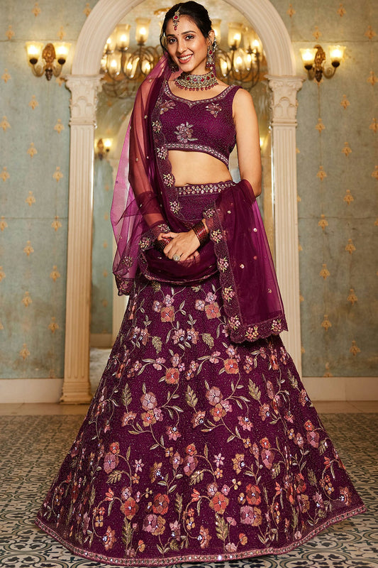 Magenta-Colour-Semi-Stitched-Net-Lehenga-Choli-VSLC1112536