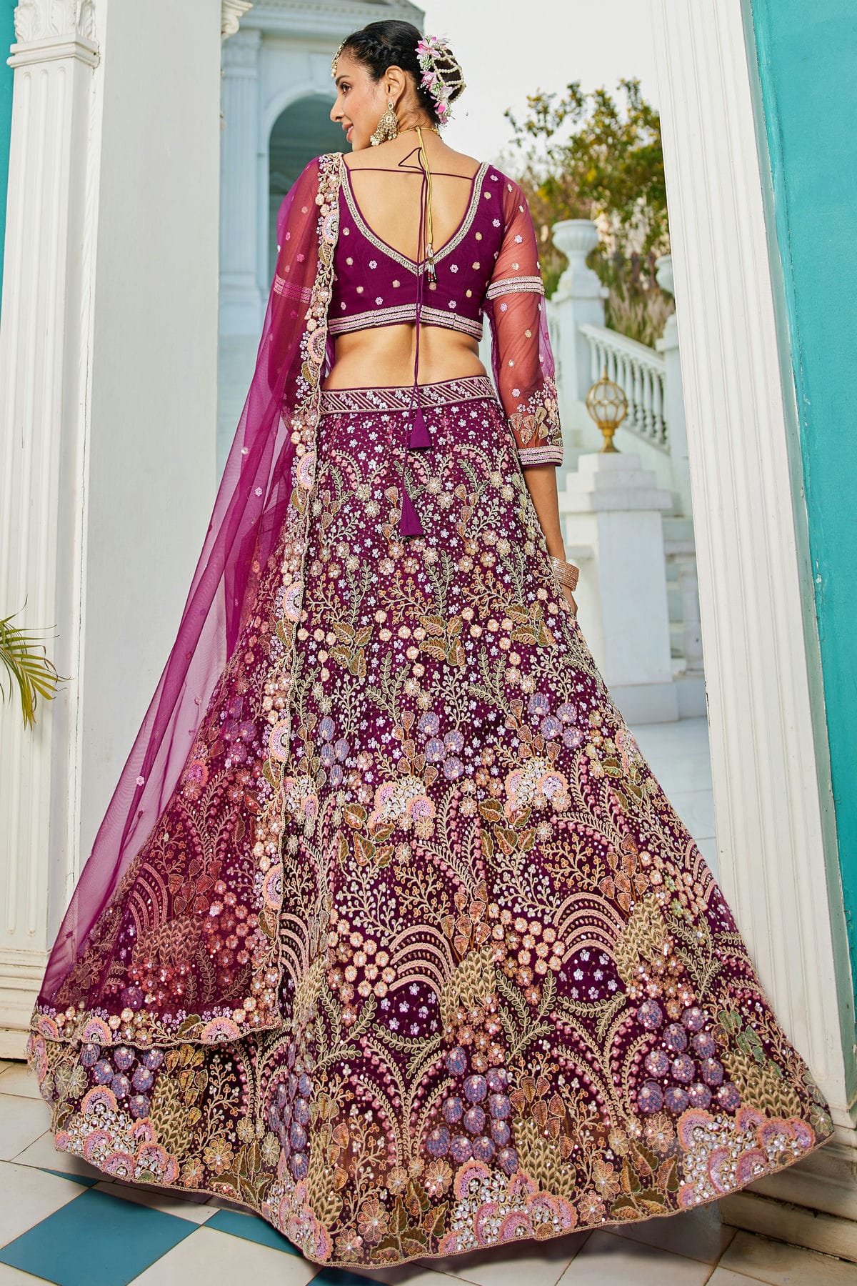 Magenta Colour Semi Stitched Net Lehenga Choli VSLC1112542