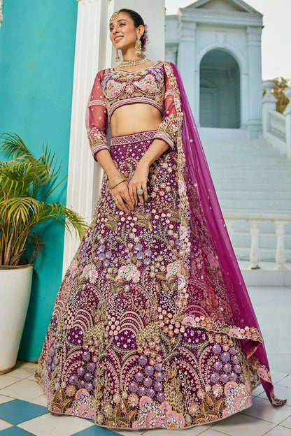 Magenta-Colour-Semi-Stitched-Net-Lehenga-Choli-VSLC1112542