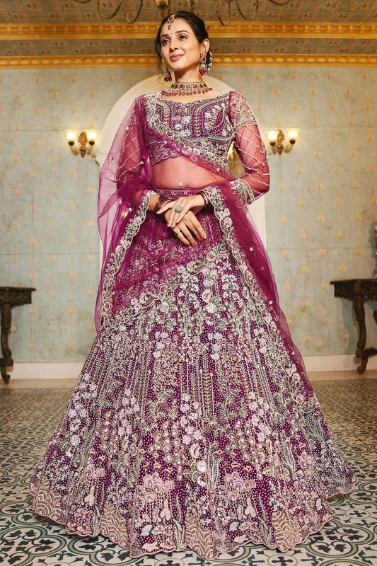 Magenta-Colour-Semi-Stitched-Net-Lehenga-Choli-VSLC1112547